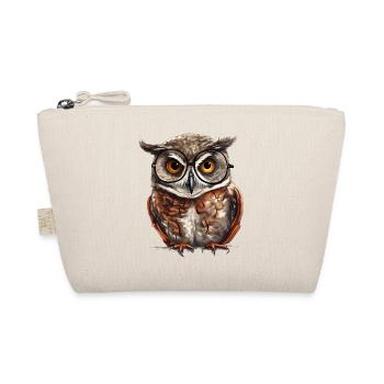 Owl with glasses, a symbol of wisdom - Organic Pouch - nature - Front