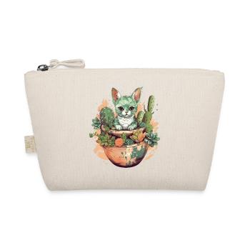Cat in teracotta pot with cactus - Organic Pouch - nature - Front