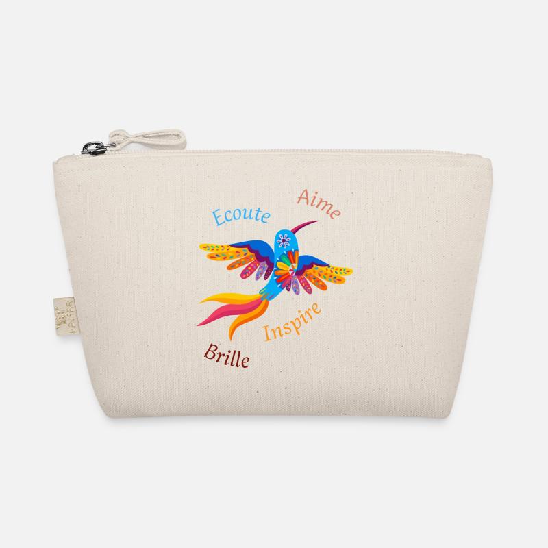 Multicolored bird with inspiring words Organic Pouch