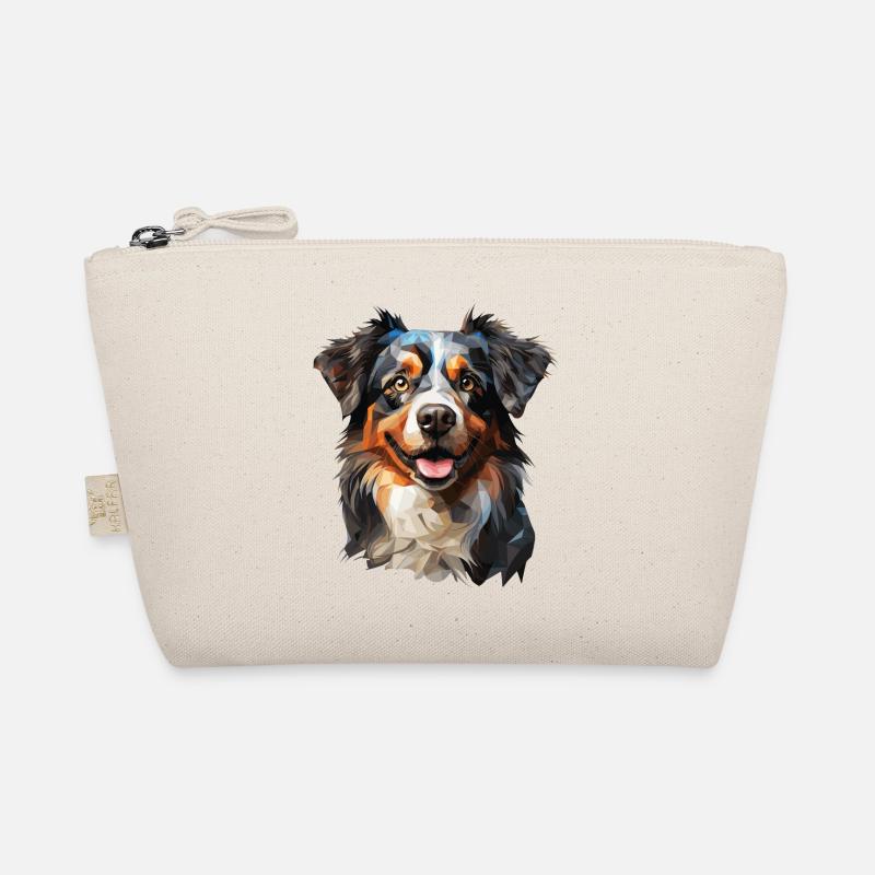 Australian Shepherd im Low Polygon Stil Bio-Täschchen