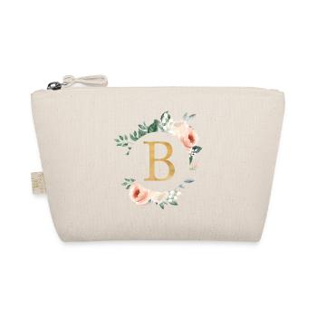 B Monogramm Grün, Pastell, Kranz - Bio-Täschchen - Natur - Vorne