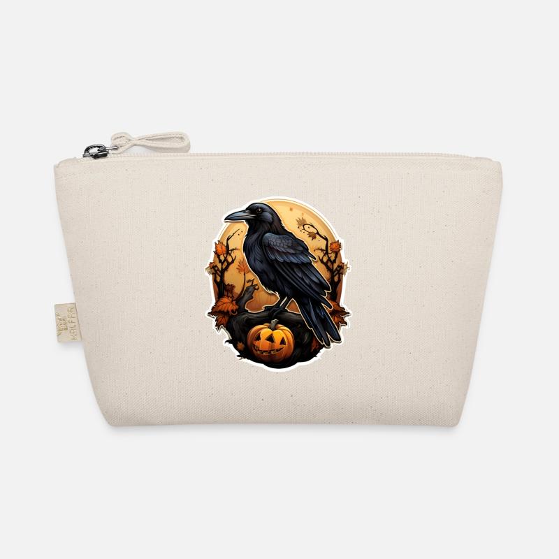 Halloween Rabe 2 - Bio-Täschchen - Natur