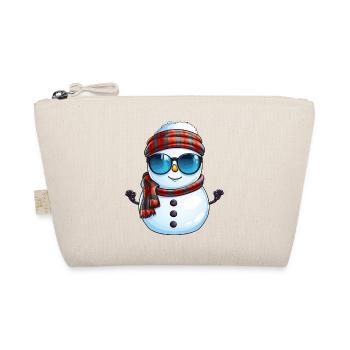 Cool Snowman with Sunglasses Winter Design - Organic Pouch - nature - Front