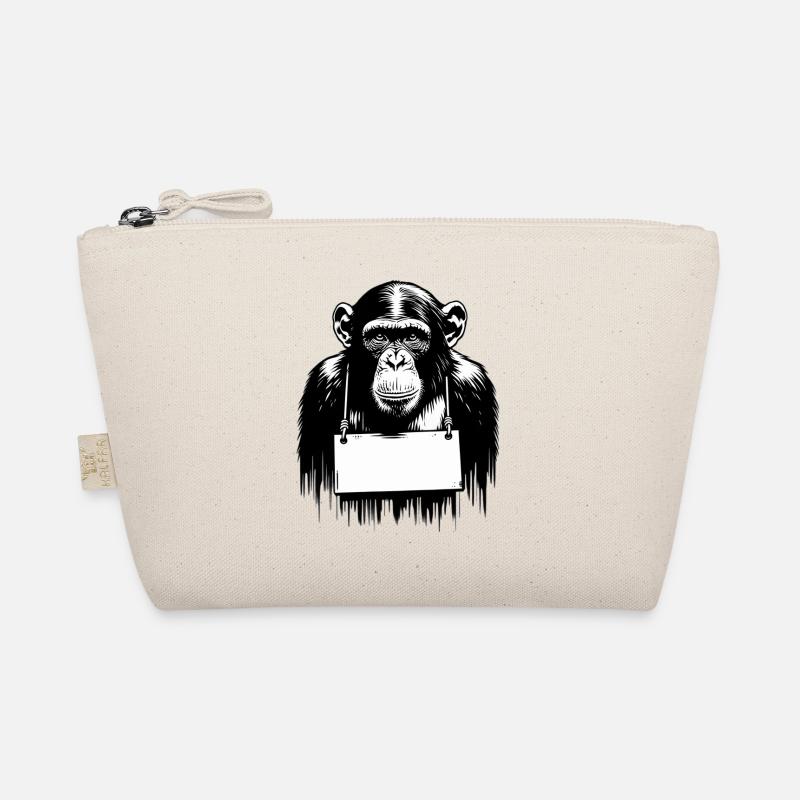 Monkey with Shield in Banksy Style || PERSONALIZE - Organic Pouch - nature