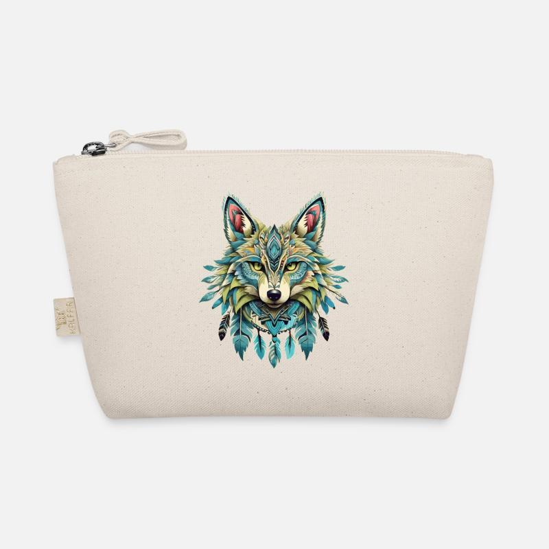 Fuchs mit Federn traditionelles Design spirit - Bio-Täschchen - Natur