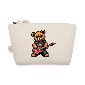 Heavy metal teddy bear with electric guitar - Organic Pouch - nature - Front