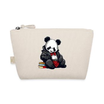 Cute panda with books - Organic Pouch - nature - Front