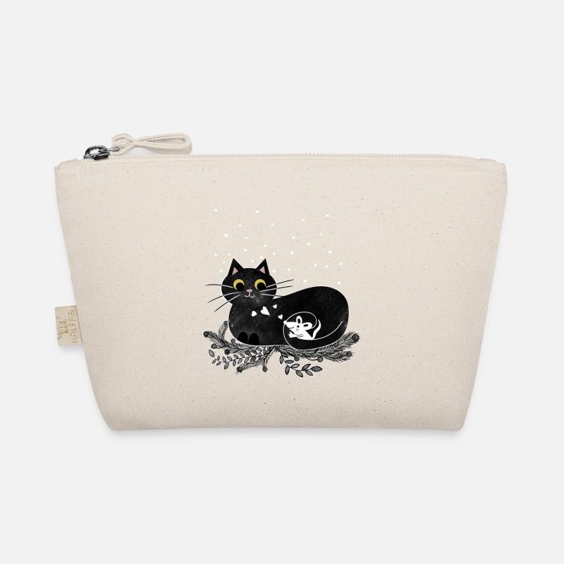 Katze Maus Winter Illustration - Bio-Täschchen - Natur