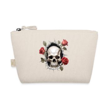 Gothic Skull and Roses Art Print - Organic Pouch - nature - Front