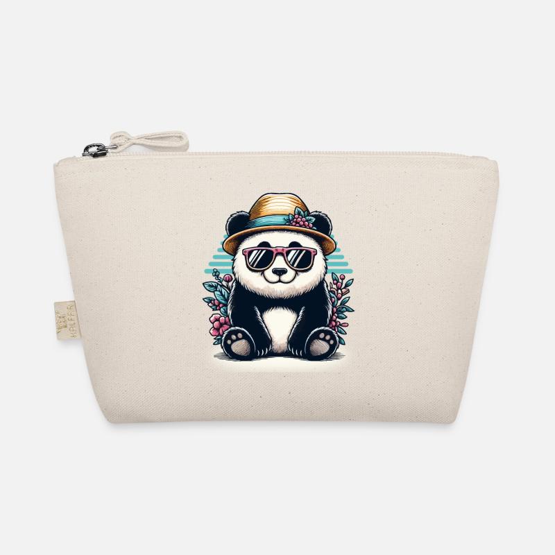 Cooler Retro Panda - Bio-Täschchen - Natur