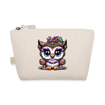 Mardi Gras Owl: Beads and Mask - Organic Pouch - nature - Front