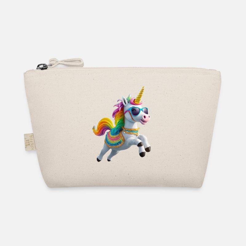 Cooles Einhorn mit Sonnenbrille Regenbogen Bio-Täschchen
