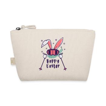 Happy Easter from Skiing Rabbit with ski poles - Bio-Täschchen - Natur - Vorne