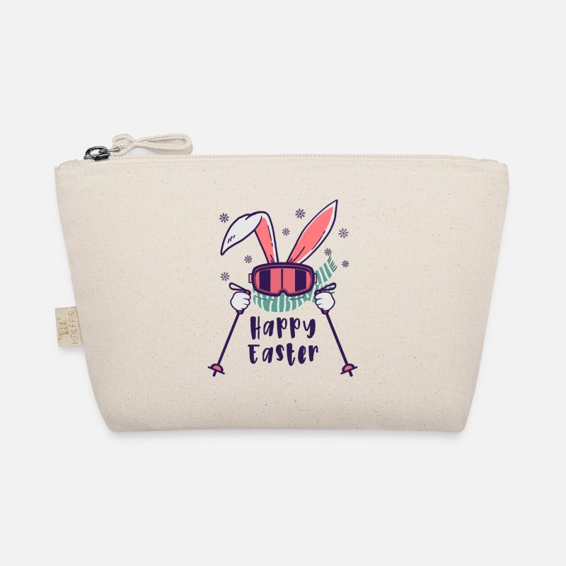 Happy Easter from Skiing Rabbit with ski poles Bio-Täschchen