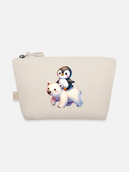 Pinguin und Eisbär Geschenk - Bio-Täschchen - Natur