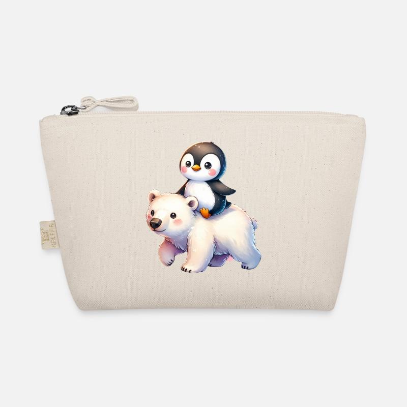 Pinguin und Eisbär Geschenk - Bio-Täschchen - Natur