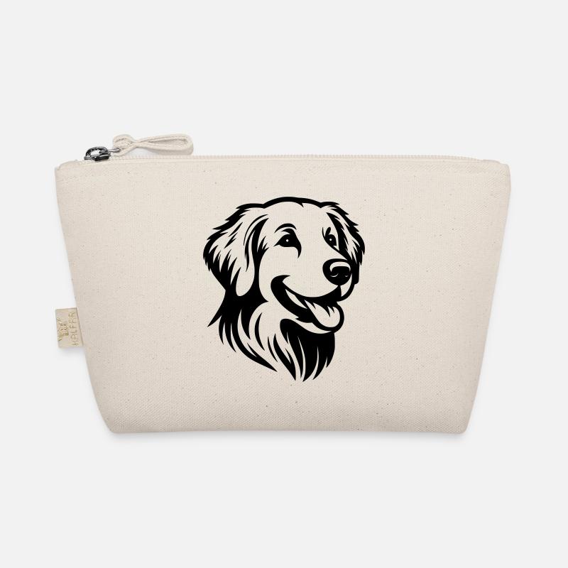 Golden Retriever Goldie Zeichnung Kopf - Bio-Täschchen - Natur