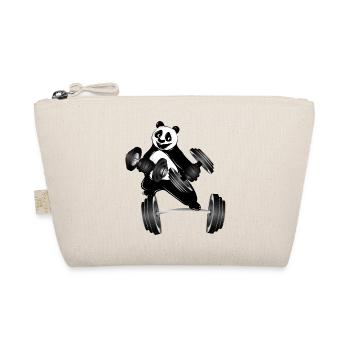 Bodybuilder Panda Bär mit Hanteln beim Training - Bio-Täschchen - Natur - Vorne