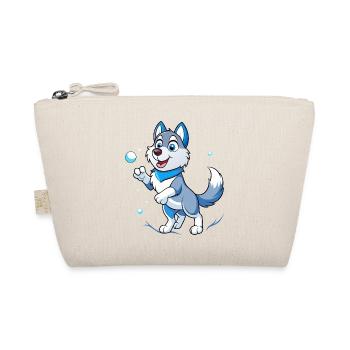 Schneeball-Showdown: Siberian Husky Delight - Bio-Täschchen - Natur - Vorne