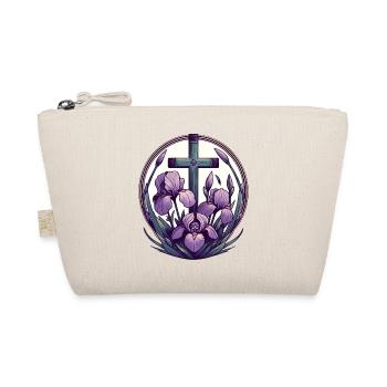 Christian Cross Purple Iris - Organic Pouch - nature - Front