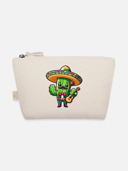 Cinco de Mayo Cactus Mariachi Guitarist - Organic Pouch - nature - Front