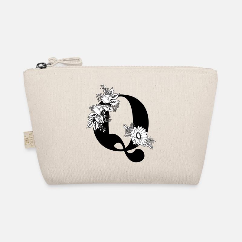 Floral letter q black and white Organic Pouch