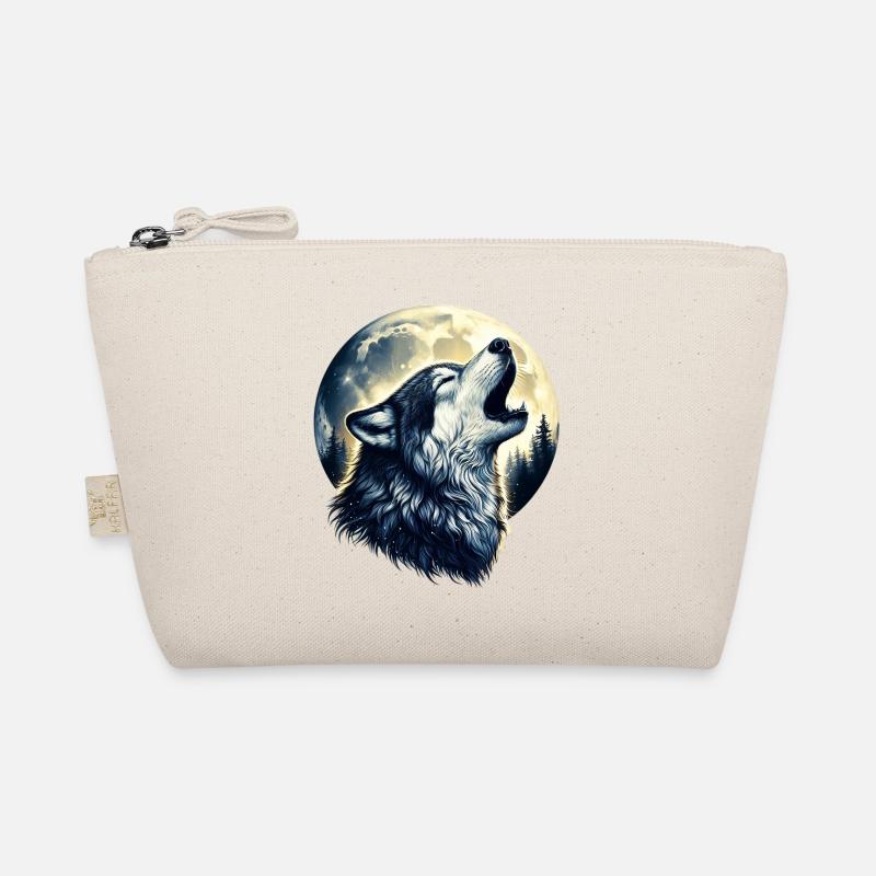 Wolf heult den Vollmond an - Bio-Täschchen - Natur