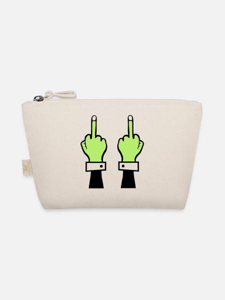 Zombie Hand Middle Finger 2 - Organic Pouch - nature - Front