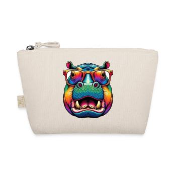Hippopotamus with Glasses - Organic Pouch - nature - Front