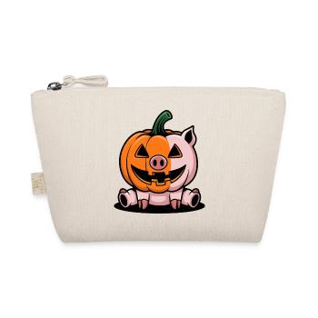 Halloween Pig Pumpkin Comic Funny Whimsical - Organic Pouch - nature - Front