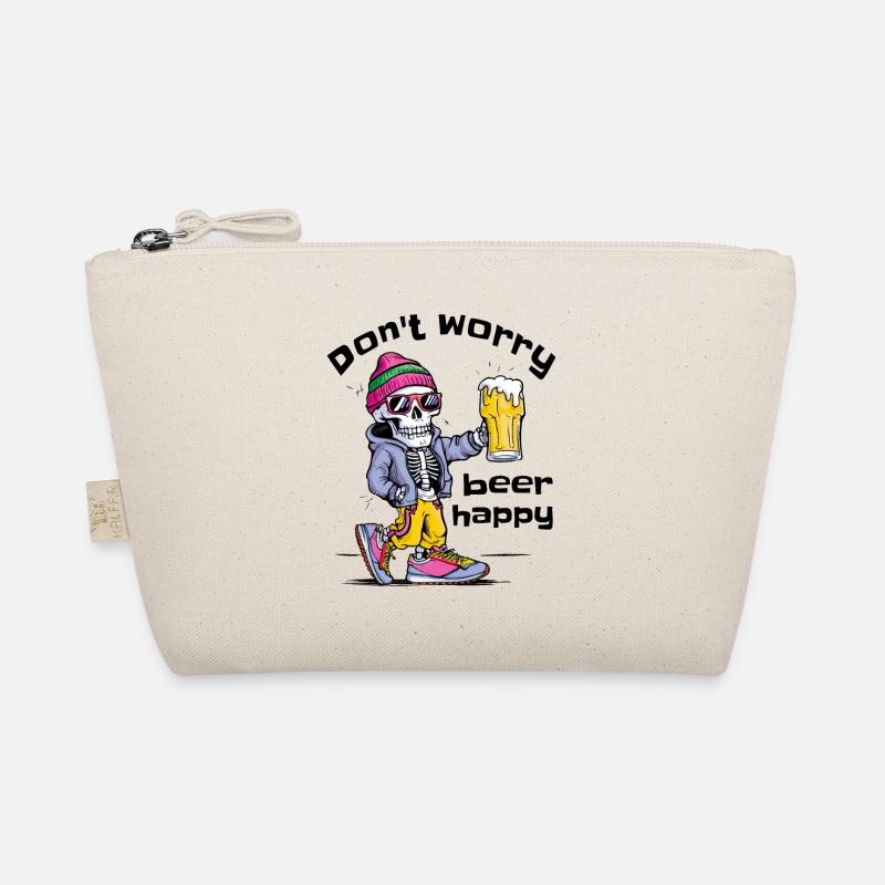 Don't Worry Beer Happy - Funny Beer Pun Skeleton Organic Pouch