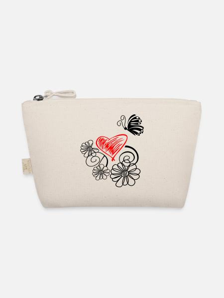 Fleur avec coeur de papillon - Trousse biologique - nature - Devant