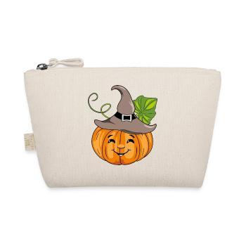 Cartoonish smiling pumpkin with hat - Organic Pouch - nature - Front