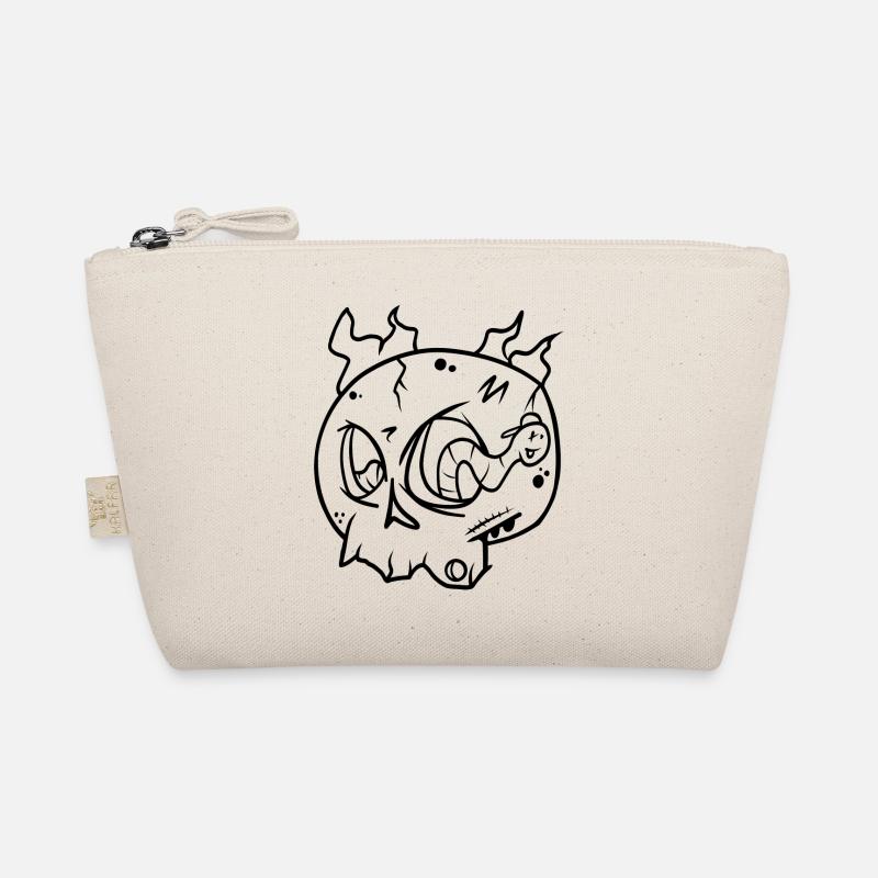 Funny Black and White Pop Art Skull with Worm! Organic Pouch