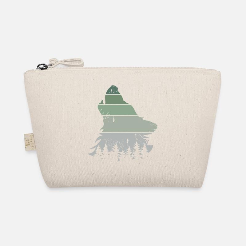 Wolf Wald retro Baum vintage Jaulen Hund Symbol Bio-Täschchen