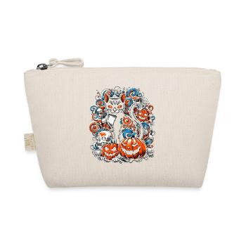 Eerie Cat Skulls Halloween - Organic Pouch - nature - Front