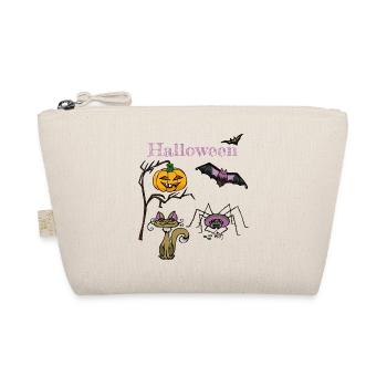 Halloween Pumpkin and Bat Design - Organic Pouch - nature - Front