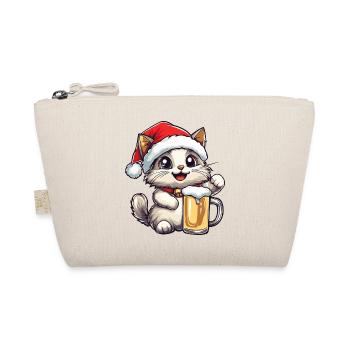 Katze Weihnachten Bier - Bio-Täschchen - Natur - Vorne
