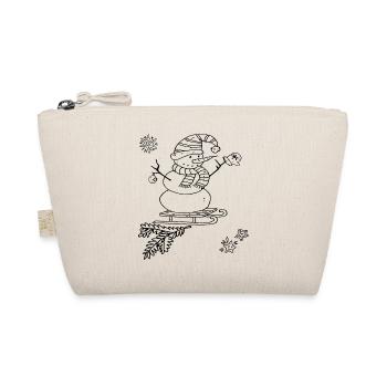 Snowman with Sleigh Christmas - Organic Pouch - nature - Front