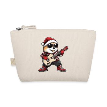 Akita Hund Weihnachten Gitarre - Bio-Täschchen - Natur - Vorne