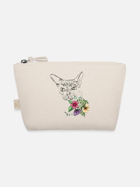 Katze mit Blumen - Bio-Täschchen - Natur - Vorne