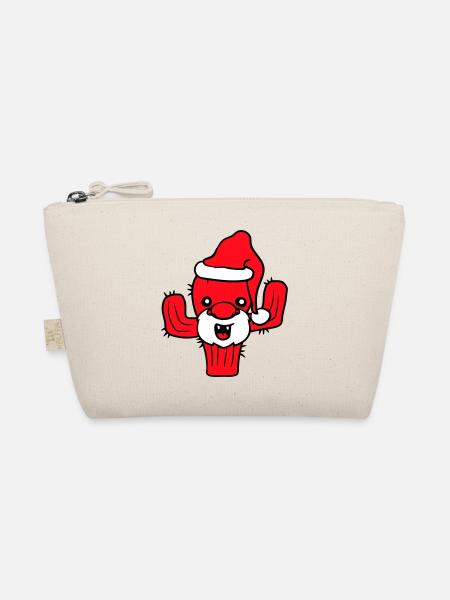 Cactus Santa Claus Face Christmas Cacti - Organic Pouch - nature - Front