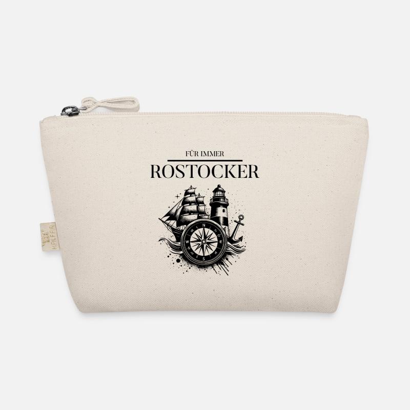 Für immer Rostocker Mit Leuchtturm und Kompass - Bio-Täschchen - Natur