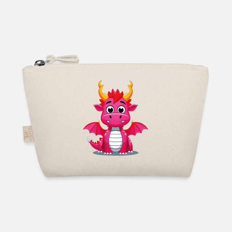 Mignon dragon de dessin animé avec des cornes dorées Trousse biologique