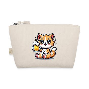 Cute Cat Drinking Beer - Bio-Täschchen - Natur - Vorne