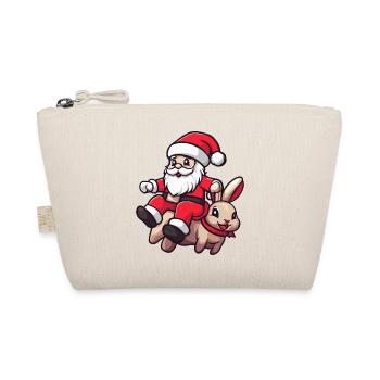 Hase Weihnachtsmann Cartoon - Bio-Täschchen - Natur - Vorne
