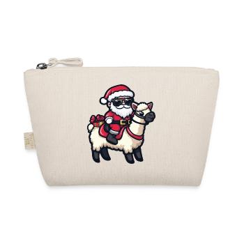 Alpaca Llama Santa Claus Cartoon - Organic Pouch - nature - Front