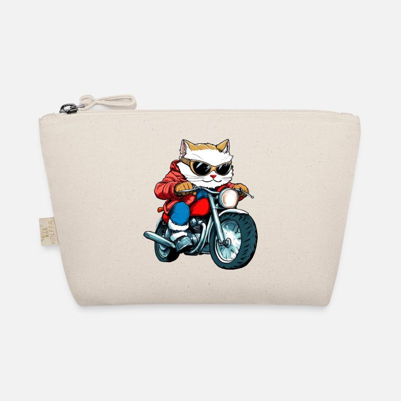 Katzen Motorradfahrer / Motorrad Katze - Bio-Täschchen - Natur