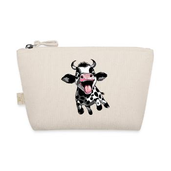 Jumping Calf - Funny Cow Calf Design - Organic Pouch - nature - Front