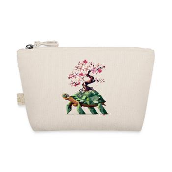 Turtle with Blooming Cherry Blossom Bonsai - Organic Pouch - nature - Front